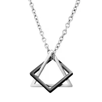 Geometry Interlocking Square Triangle Male Pendant For Mentitanium Steel Modern Trendy Geometric Stacking Streetwear Necklace