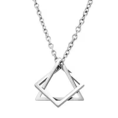 Geometry Interlocking Square Triangle Male Pendant For Mentitanium Steel Modern Trendy Geometric Stacking Streetwear Necklace