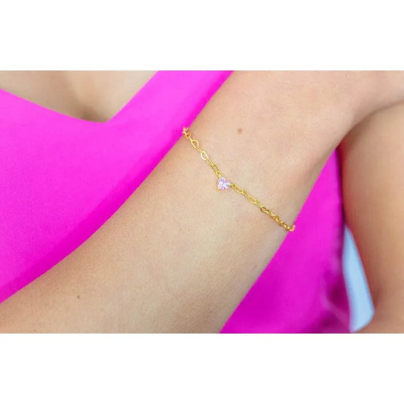 Georgini Sweetheart Heart Chain Bracelet - Pink Gold