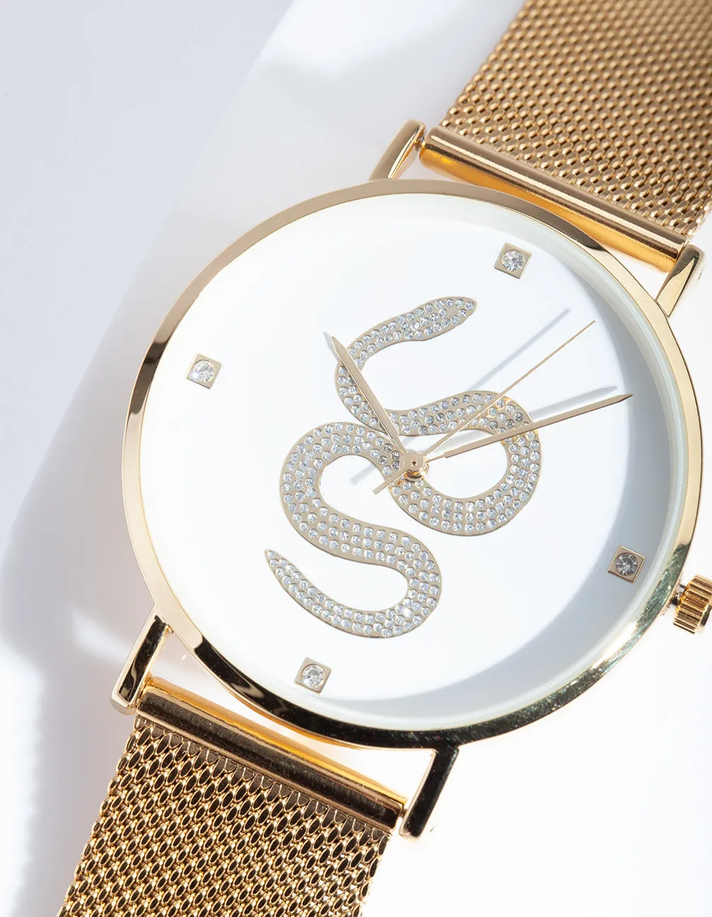 Gold Diamante Snake Watch