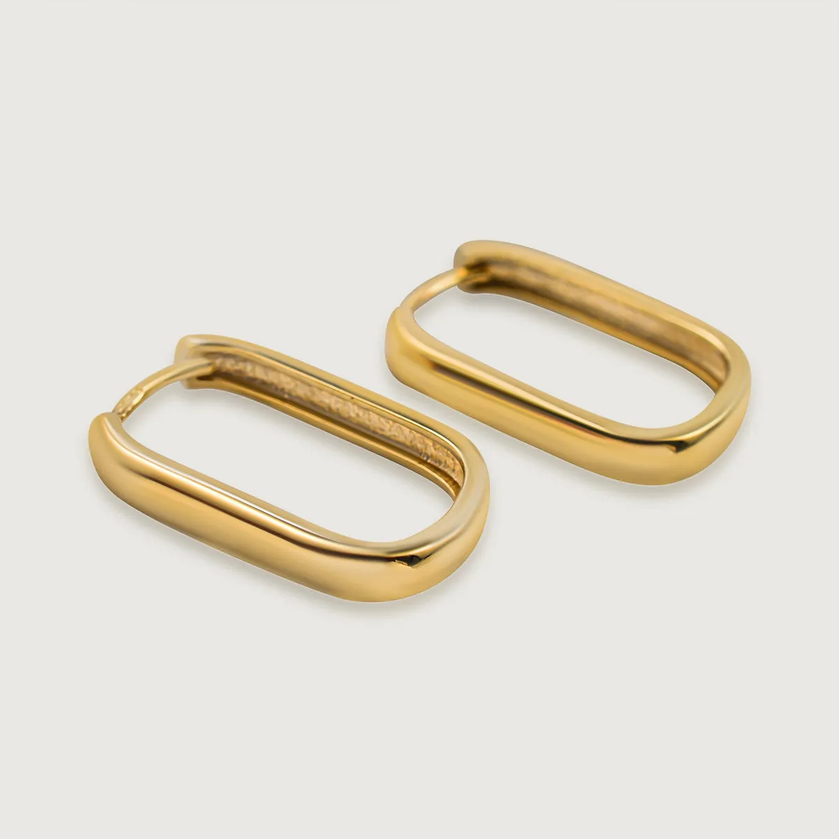 Gold Essentials Croissant Hoop Earrings in 9K Gold   Baguette Large Hoop Earrings in 9K Gold