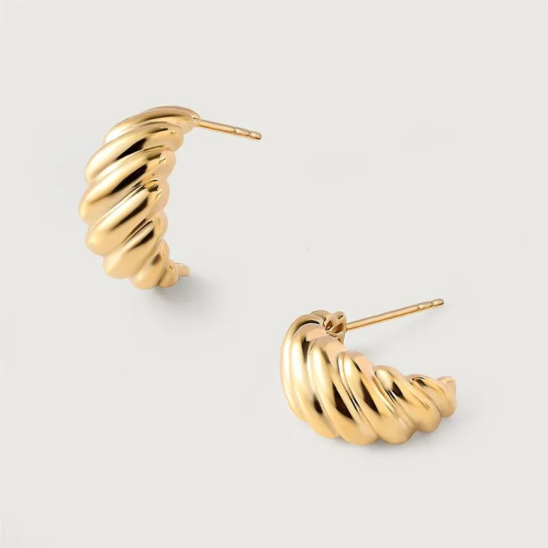 Gold Essentials Croissant Hoop Earrings in 9K Gold   Baguette Large Hoop Earrings in 9K Gold