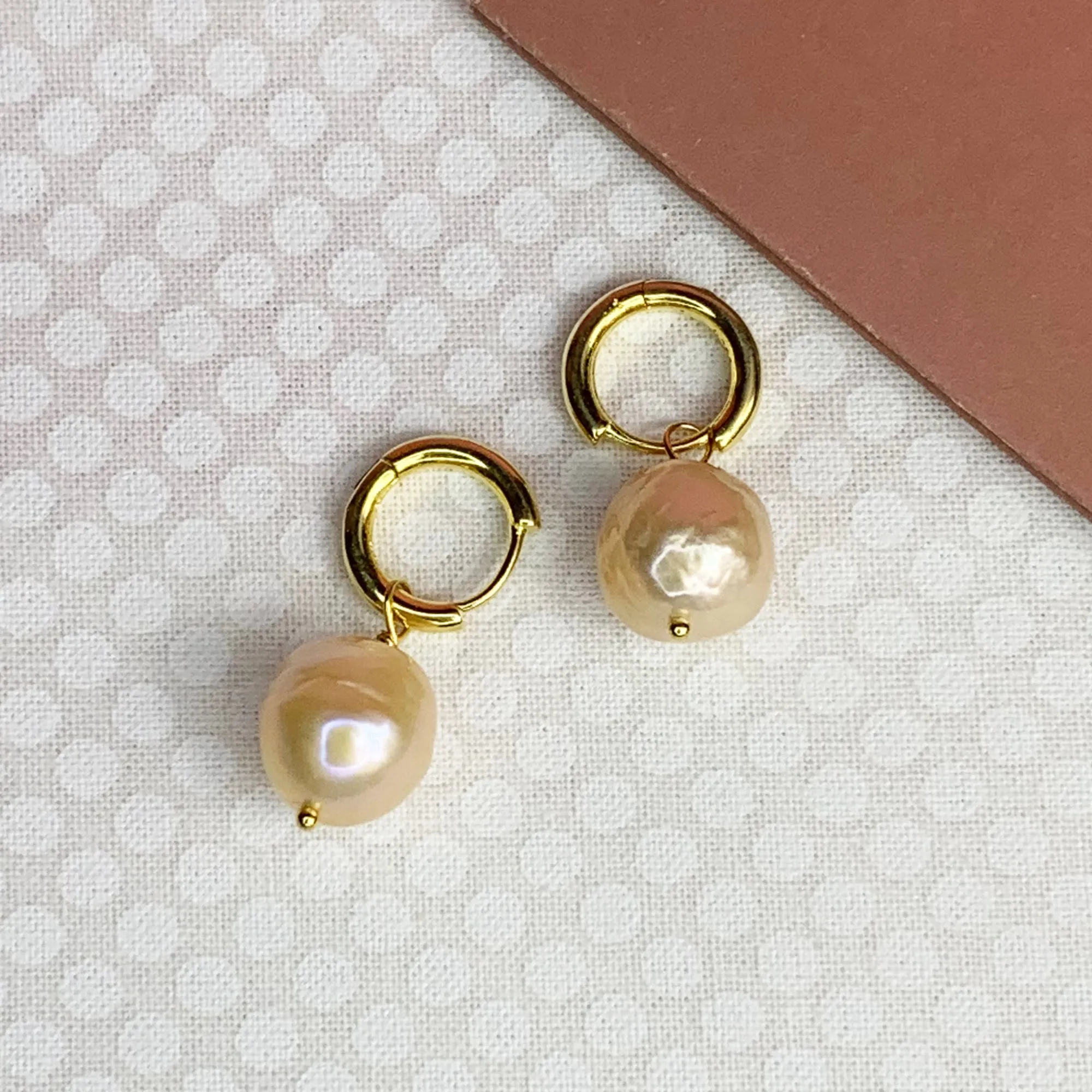 Gold Hoops & Pink Pearls