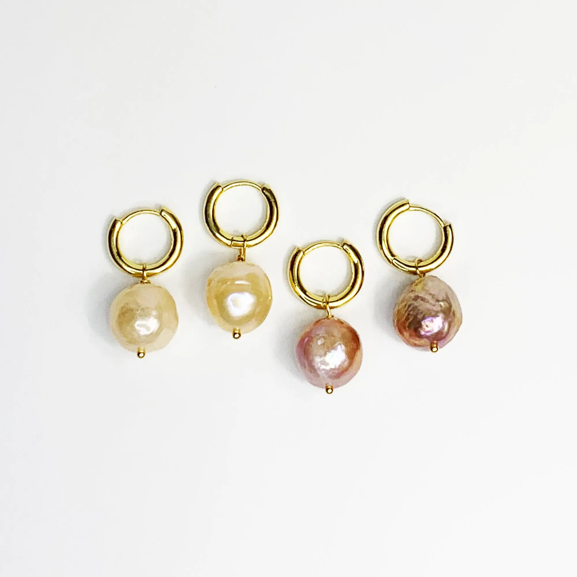 Gold Hoops & Pink Pearls