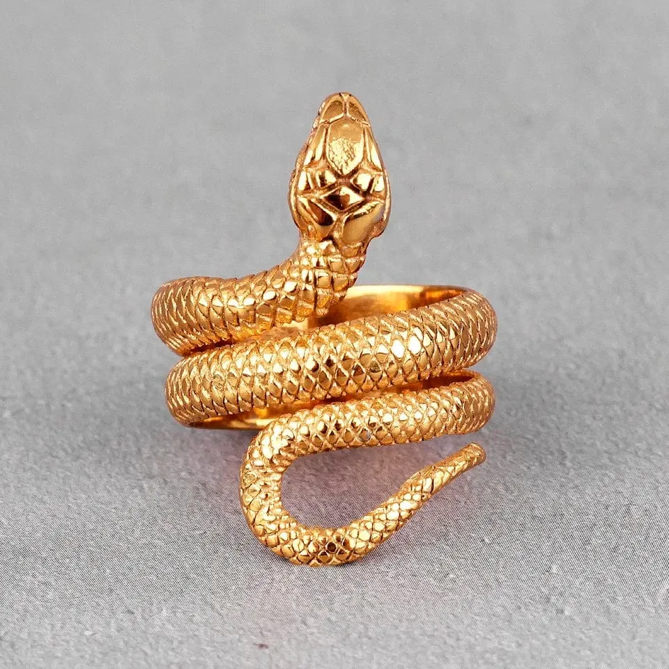 Gold Silver Tone Stainless Steel Snake Ring