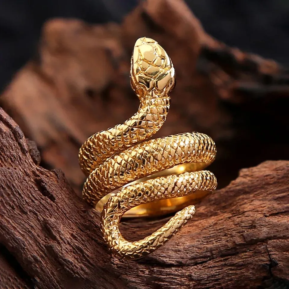 Gold Silver Tone Stainless Steel Snake Ring