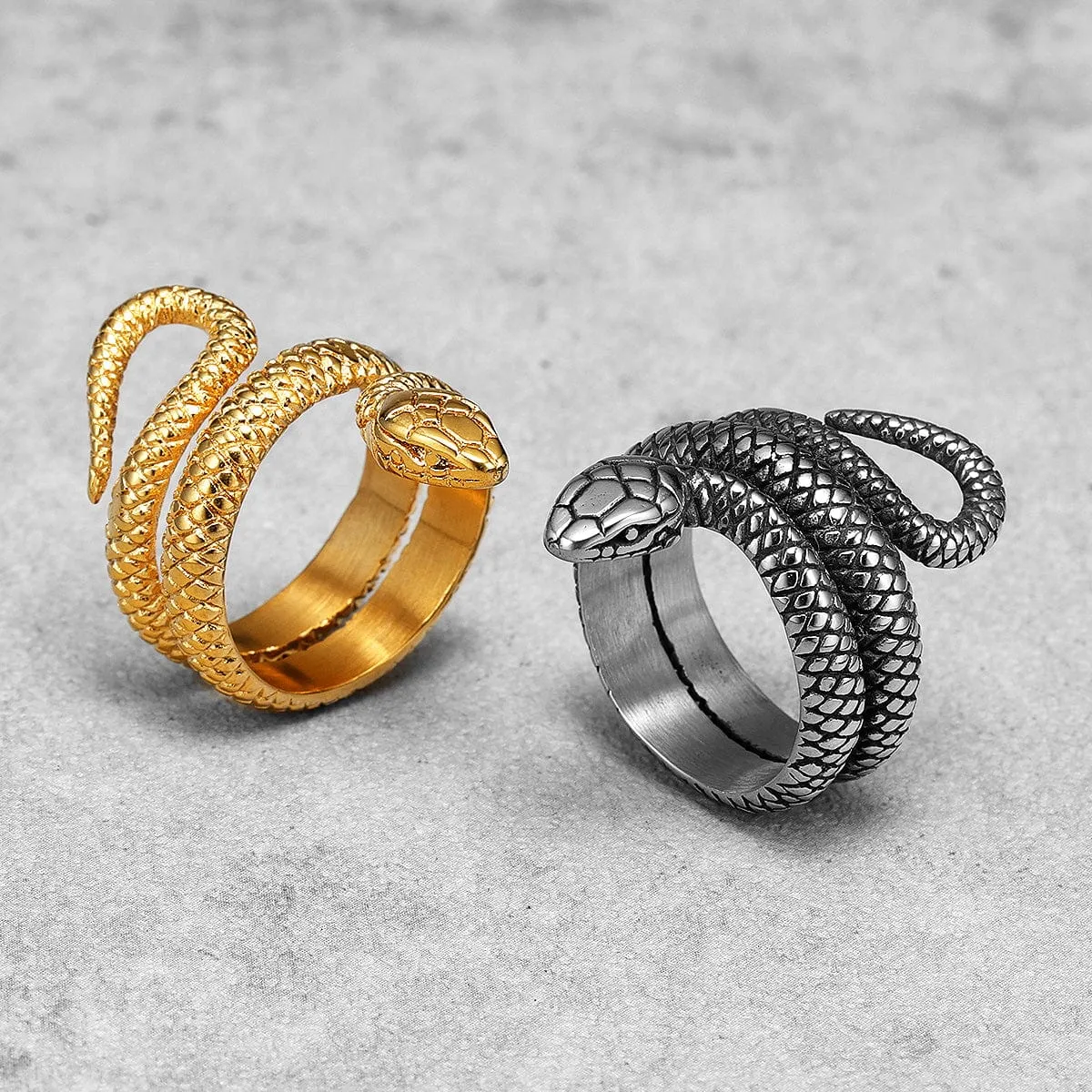 Gold Silver Tone Stainless Steel Snake Ring