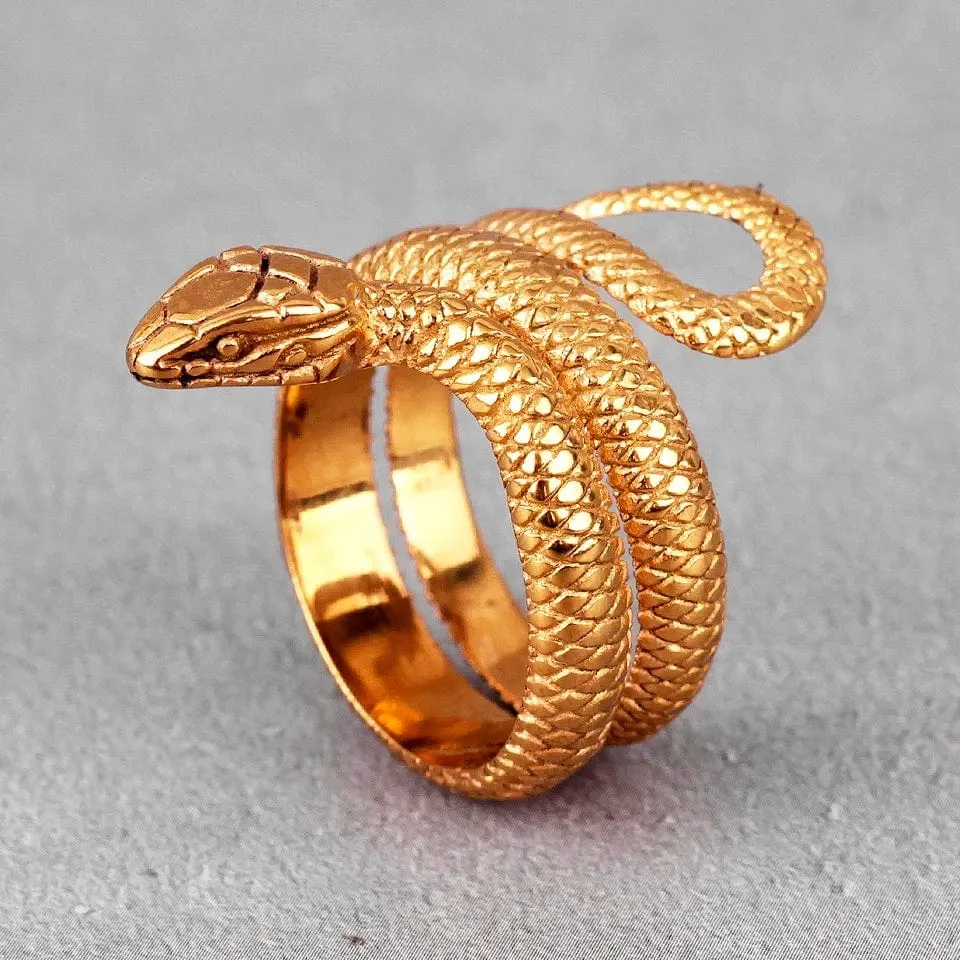 Gold Silver Tone Stainless Steel Snake Ring