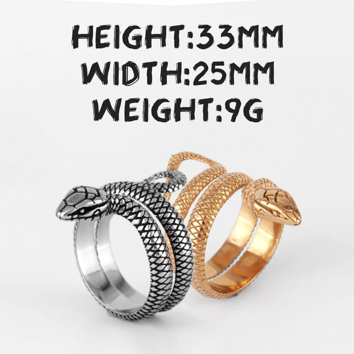 Gold Silver Tone Stainless Steel Snake Ring