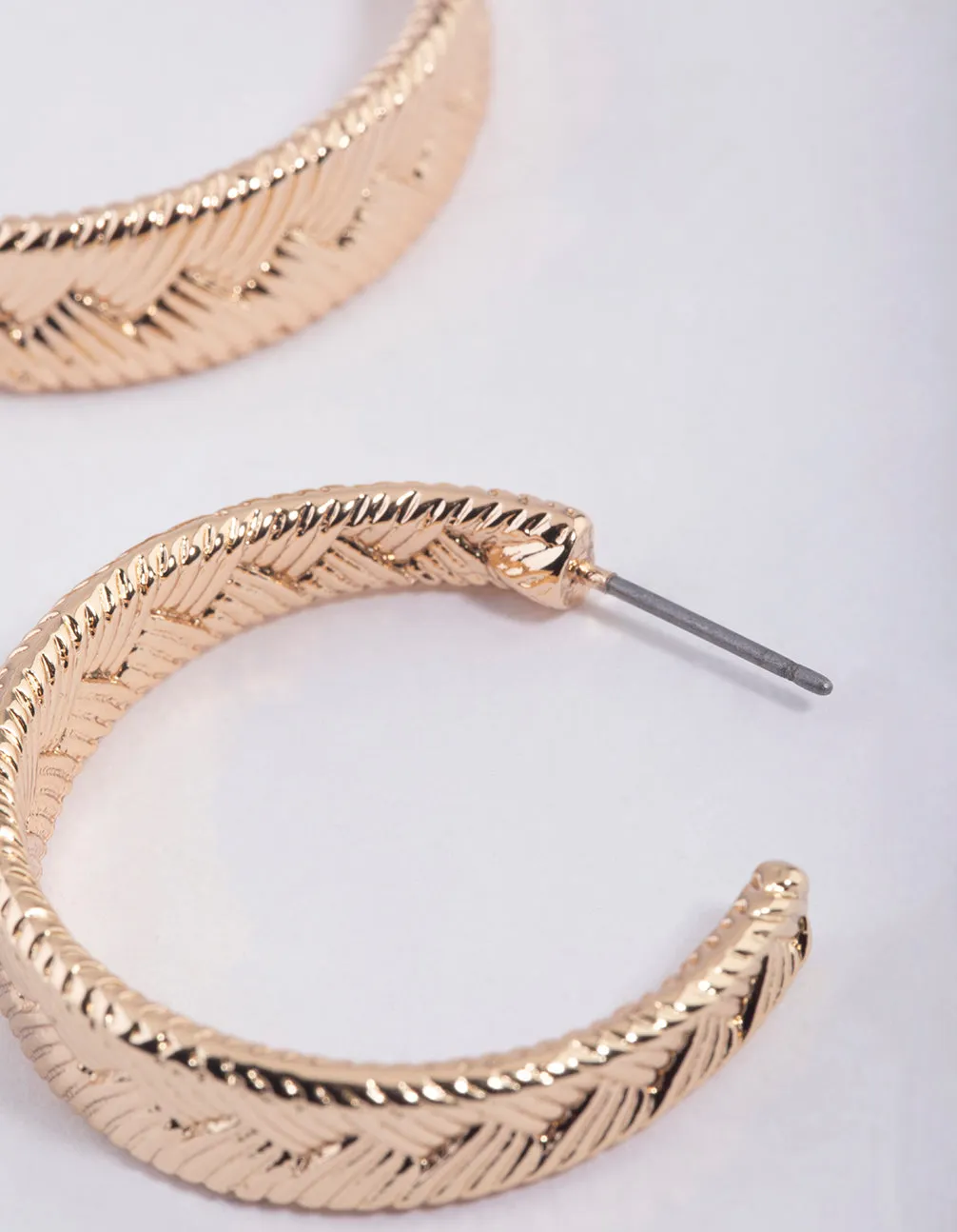 Gold Zig Zag Texture Hoop Earrings