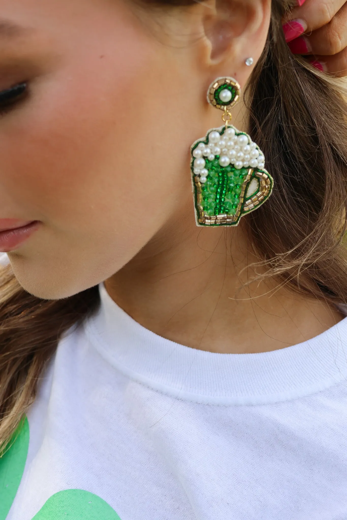 Green Beer Earrings