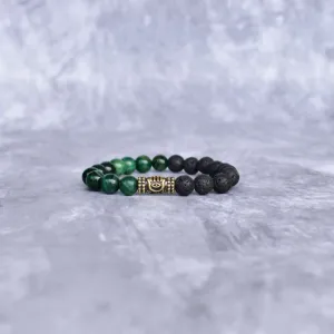 Hamsa Protection - Green Tiger's Eye & Lava Bracelets