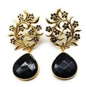 Handmade designer black brass stylish earrings