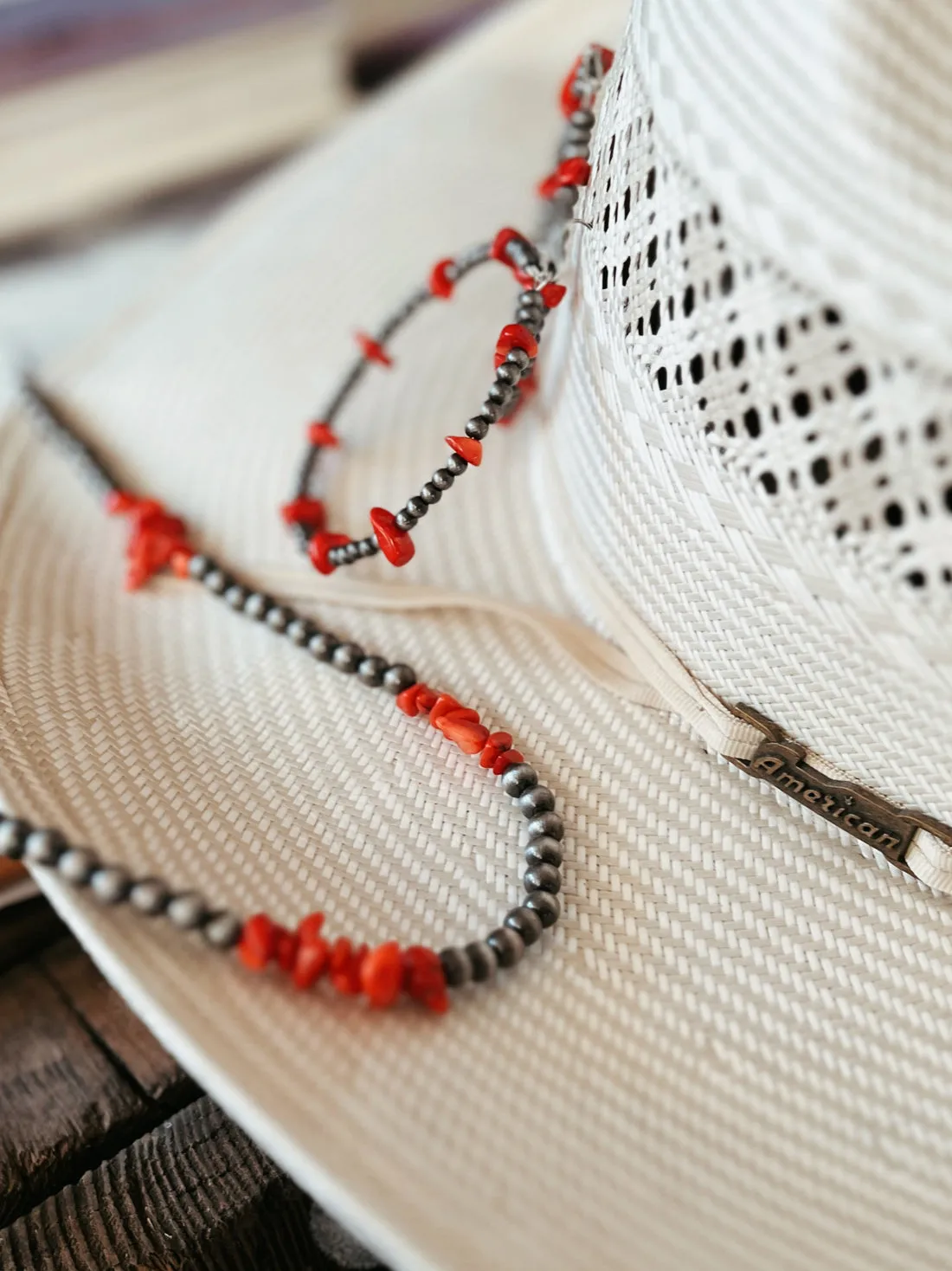 Handmade Red Chip Stone Hoop Earrings