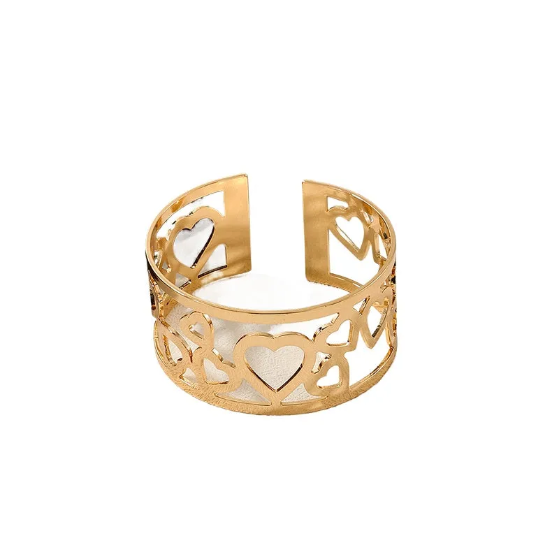 Heartfelt Hollow Love Metal Bracelet - European & American Fashion Jewelry