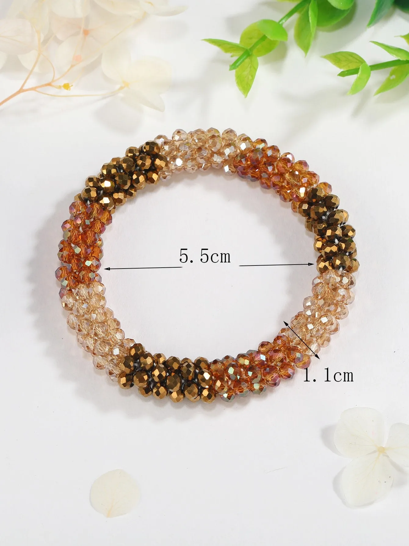 Holographic Brown Beaded Bracelet Women Bracelet Stackable Bracelet Crafted