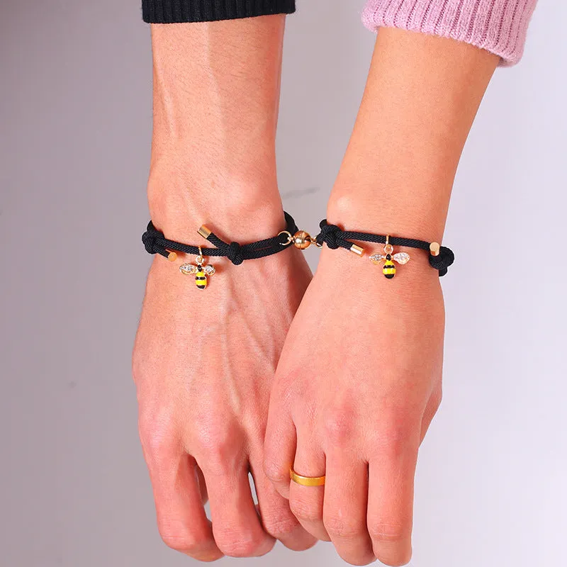 Honey Bee Matching Magnetic Couple Bracelets Set