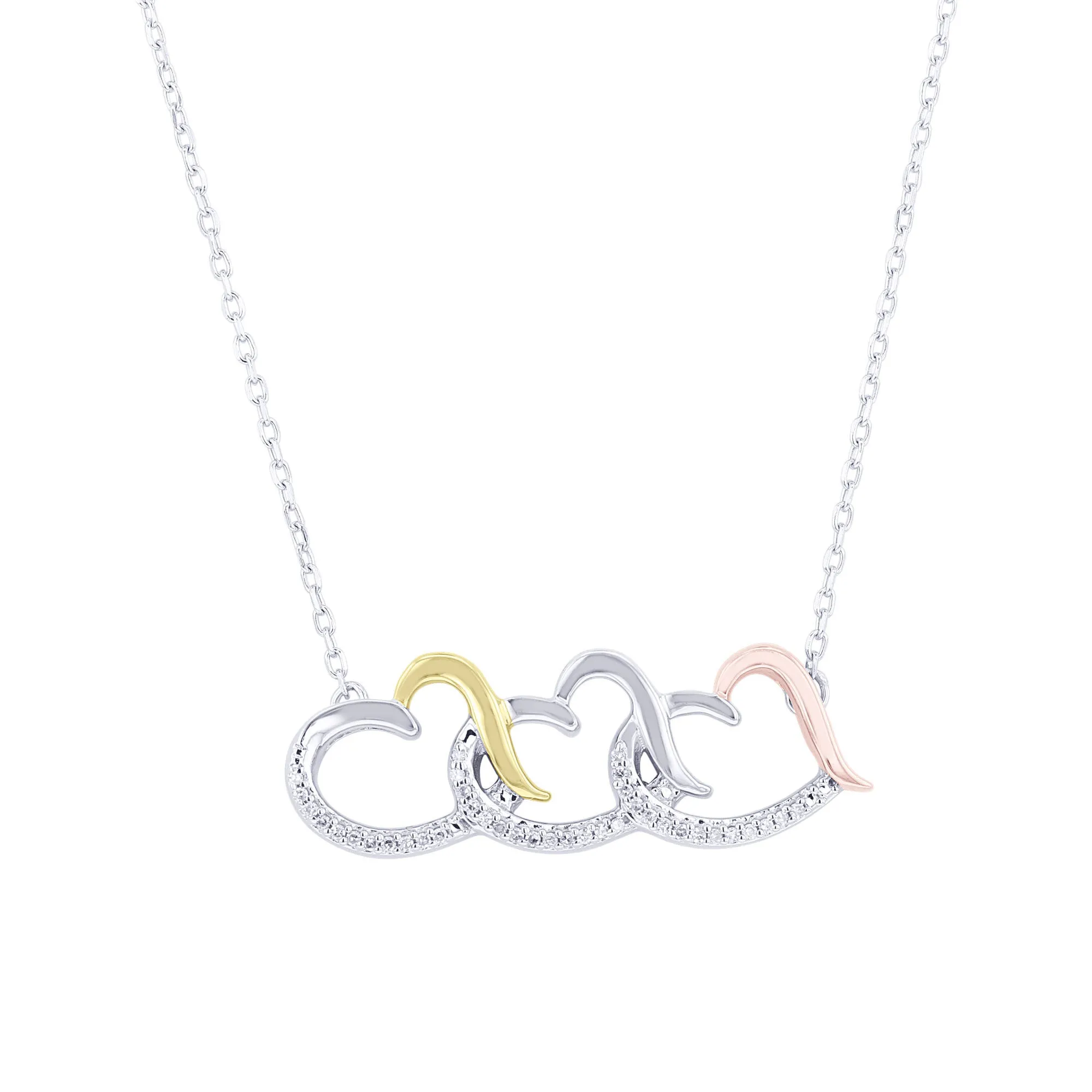 Horizontal Cascading Hearts Diamond Pendant