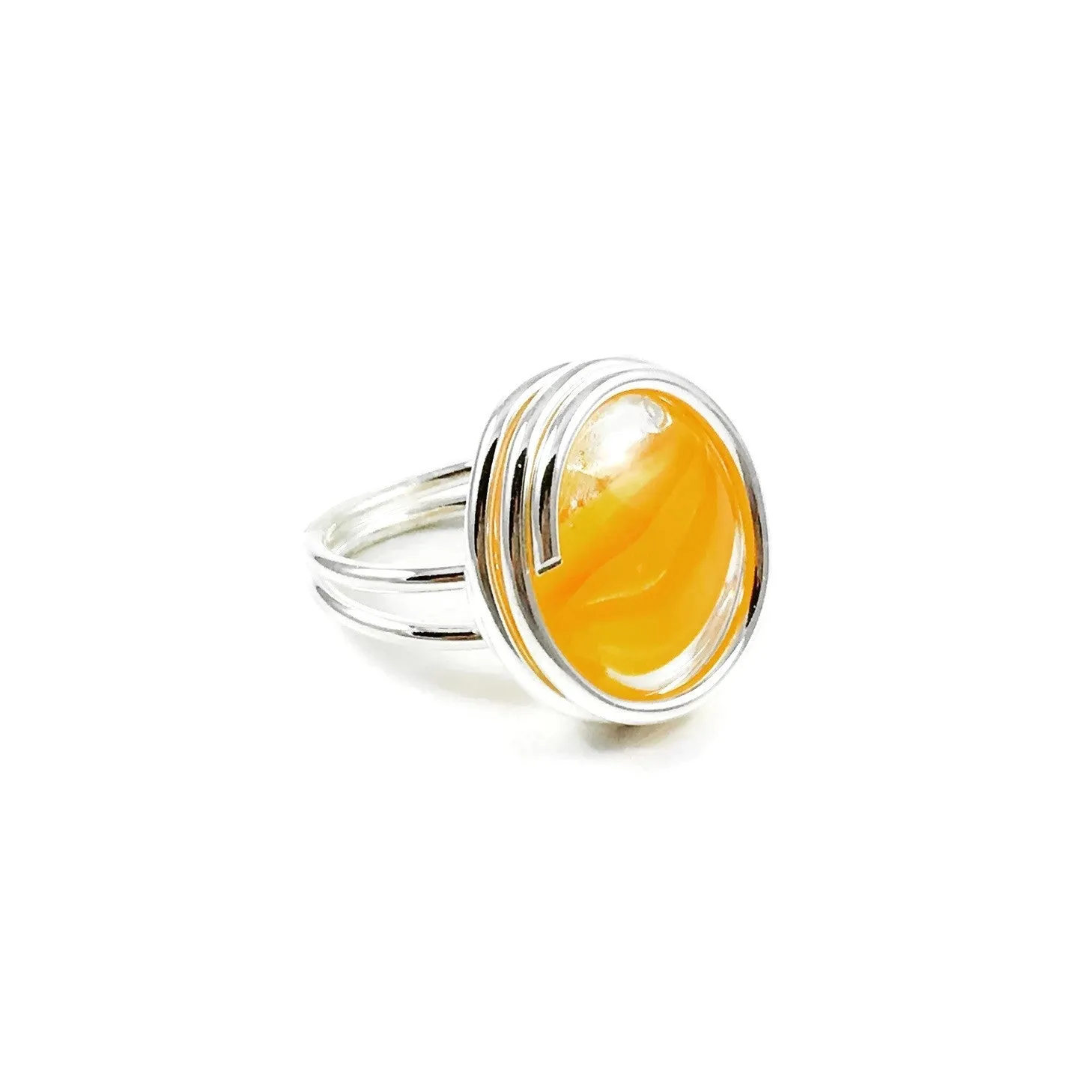 Infinity Glass Ring - Orange Stripe