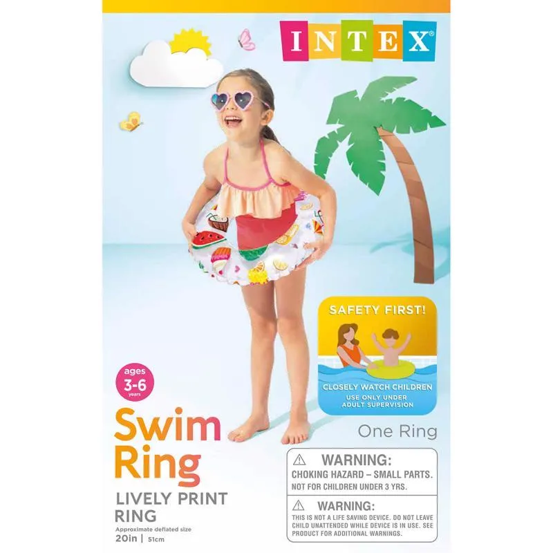 Intex Multicolored Vinyl Inflatable Swim Ring Floating Tube