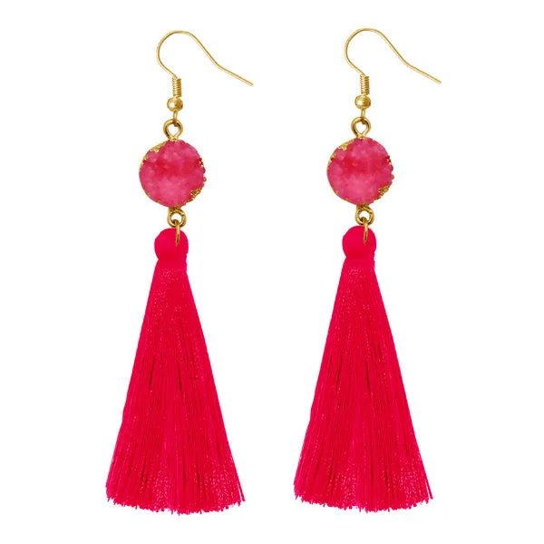 Jeweljunk Pink Gold Plated Thread Earrings