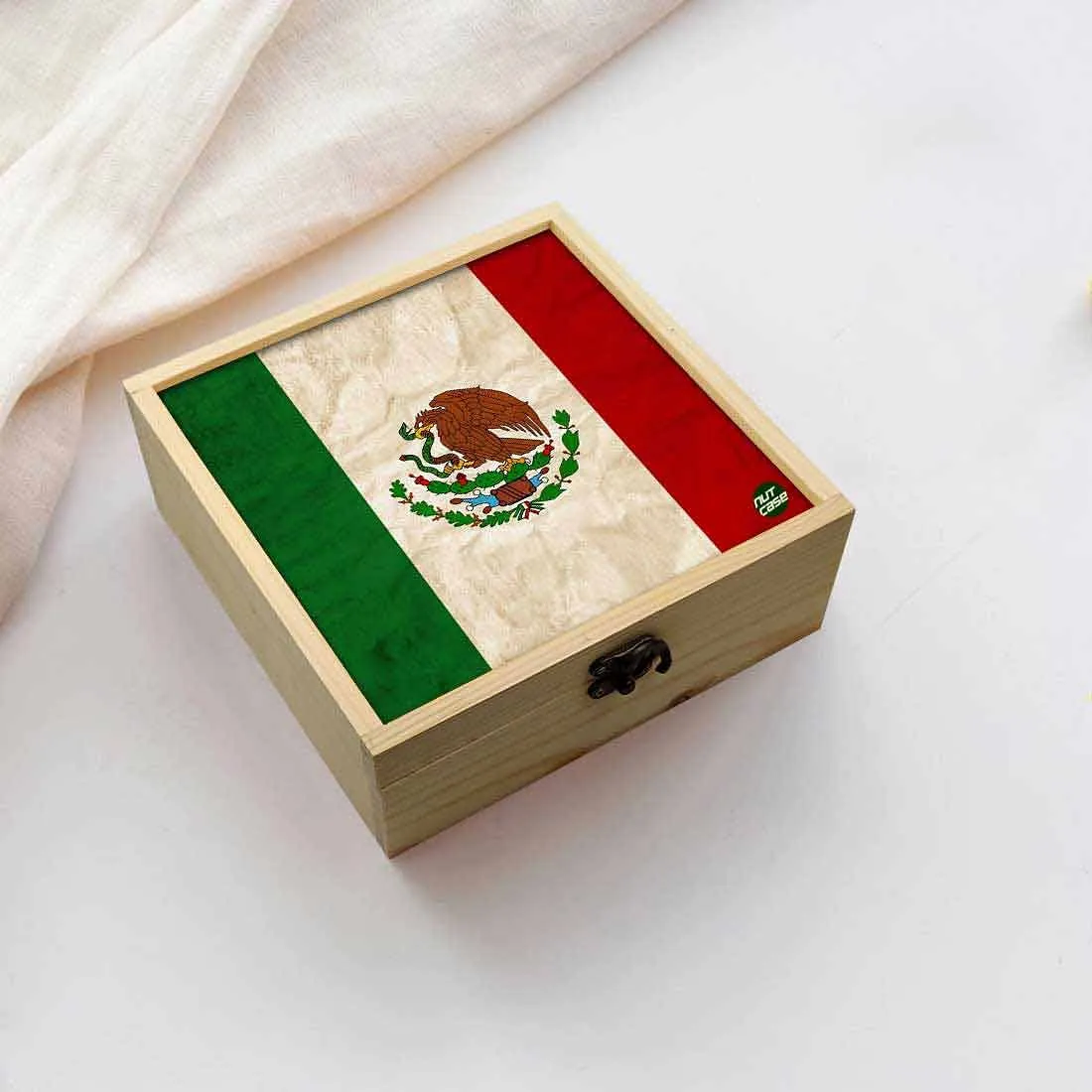 Jewellery Box Makepup Organizer -  Mexico Vintage Distressed Flag