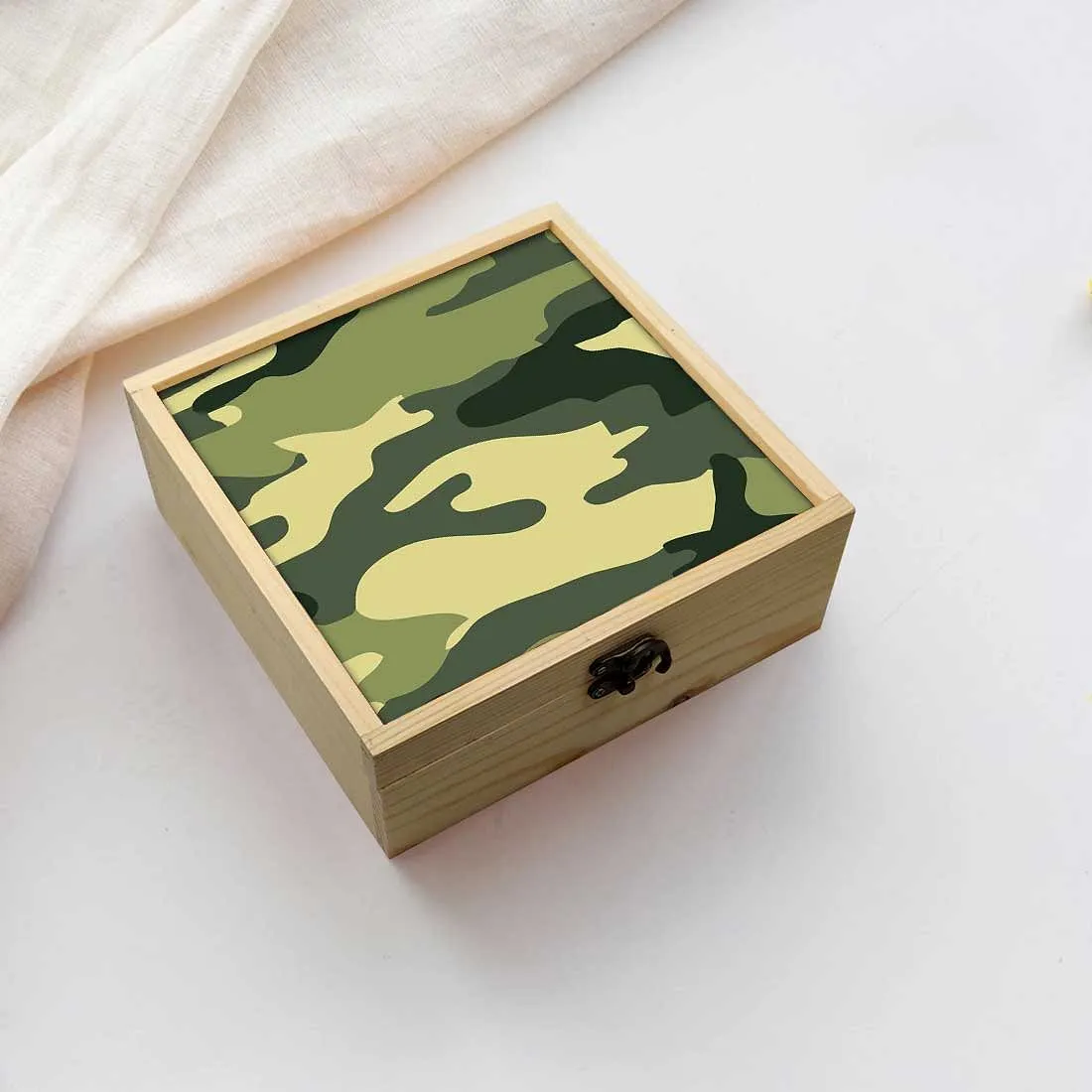 Jewellery Box Wooden Jewelry Organizer -  Military Green Camouflage