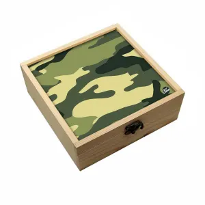 Jewellery Box Wooden Jewelry Organizer -  Military Green Camouflage