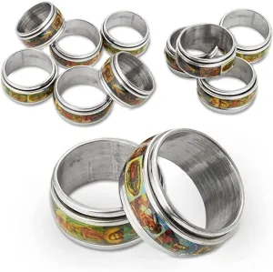 Kicko Religious Surgical Steel Rings - 12 Pack - for Kids, Favors, Stockings, Prizes