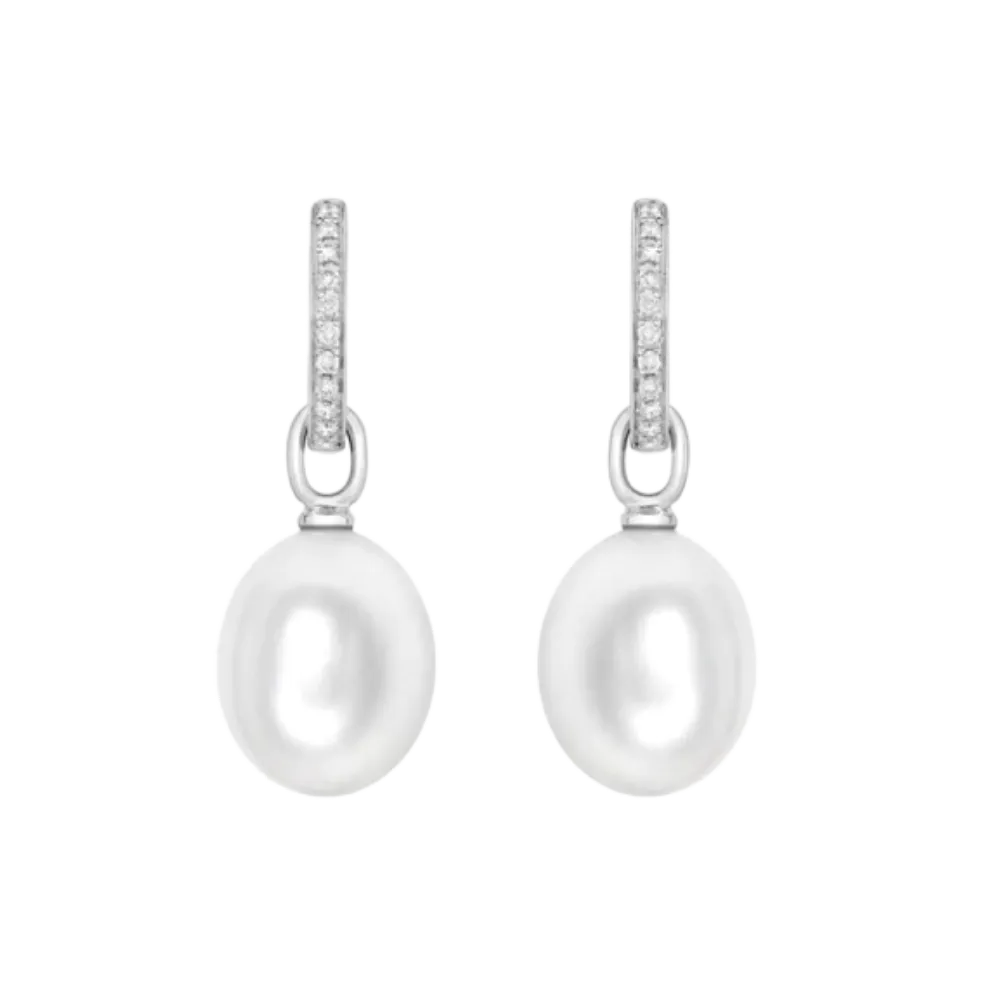 Kiki McDonough Pearl and Diamond Drop Earrings