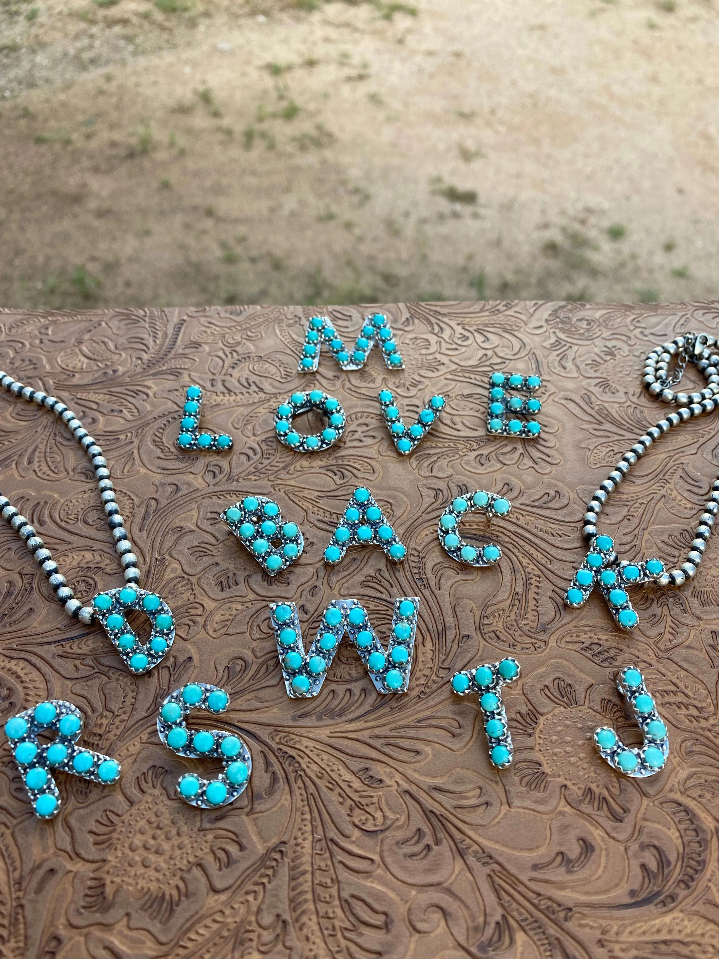 Kingman Turquoise Letter Necklace