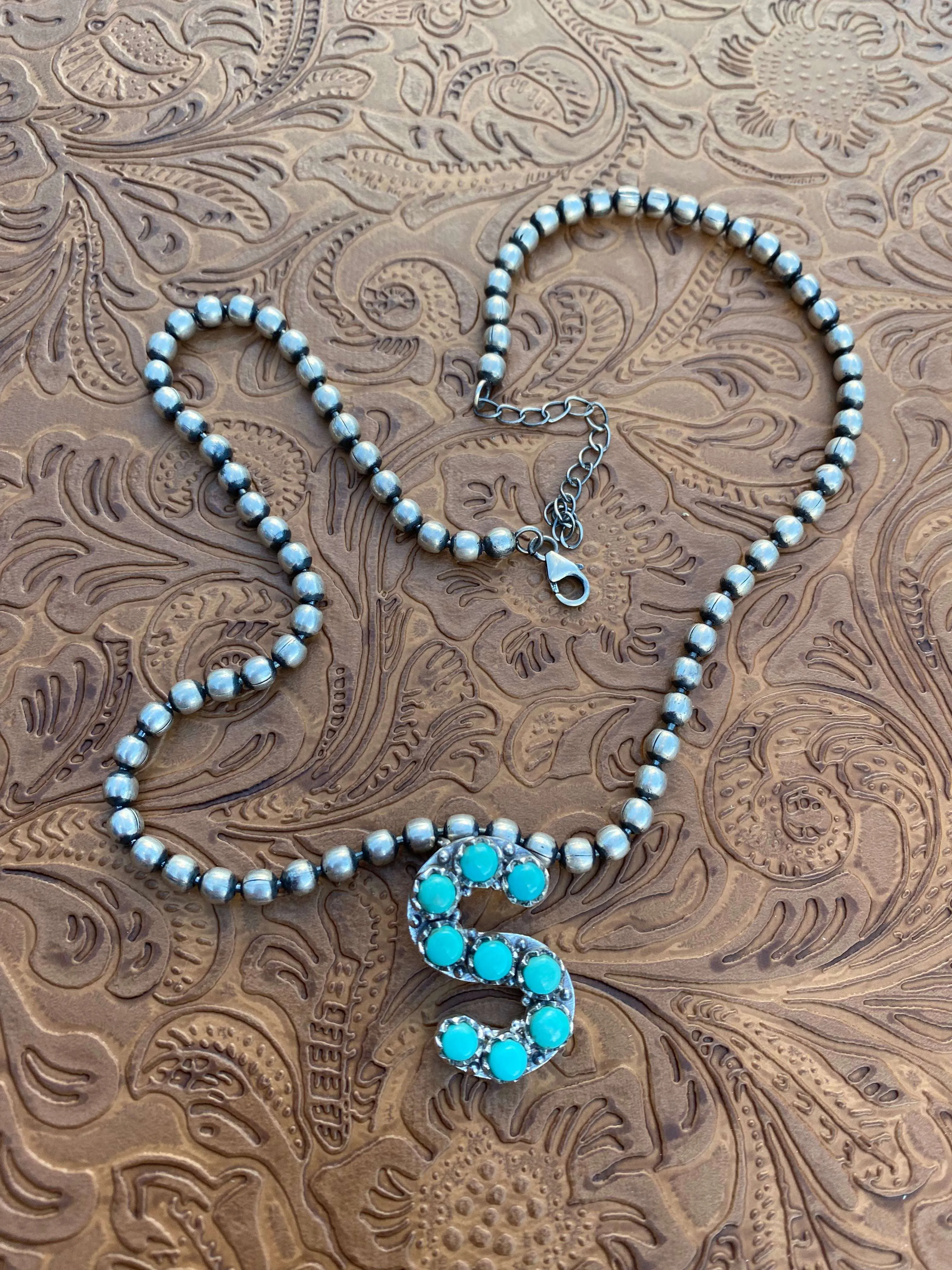 Kingman Turquoise Letter Necklace