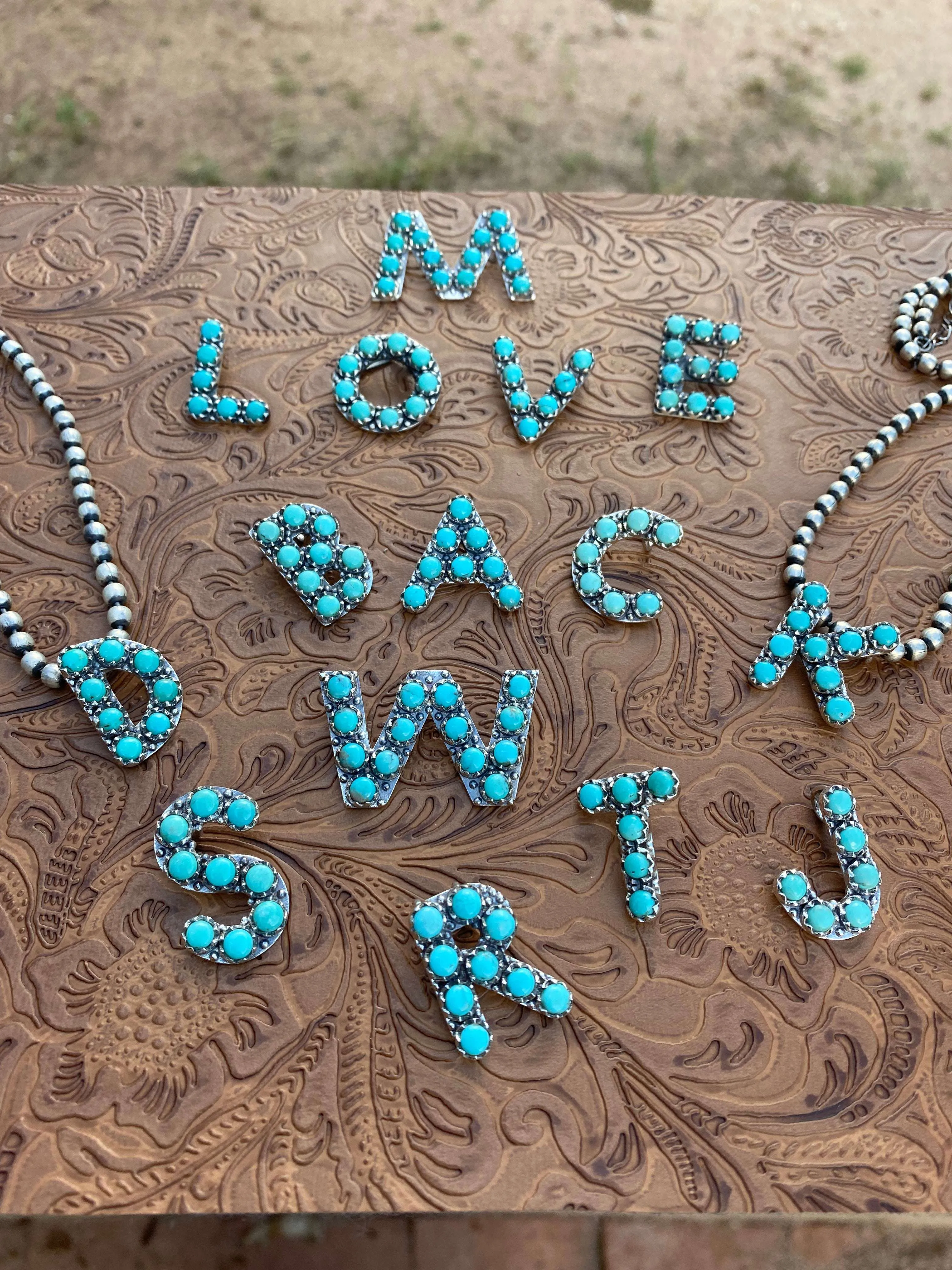 Kingman Turquoise Letter Necklace