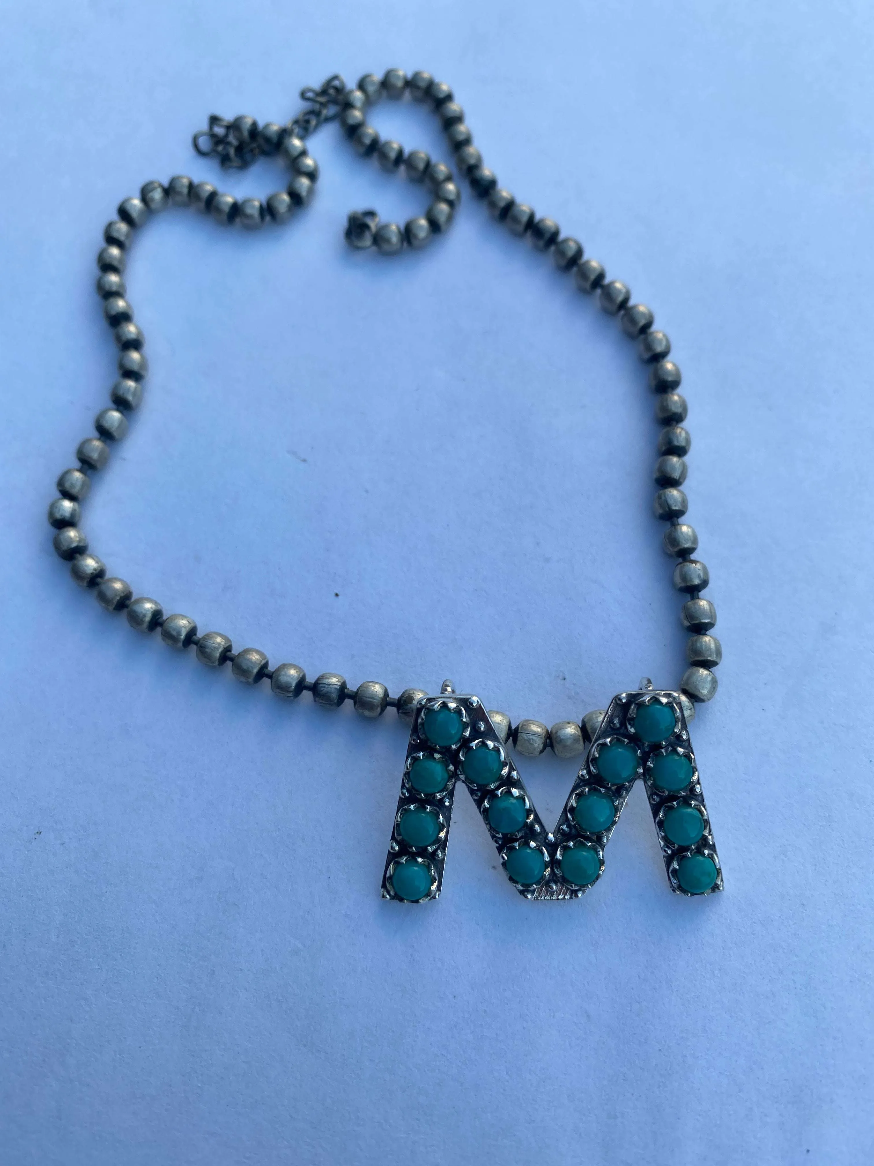 Kingman Turquoise Letter Necklace