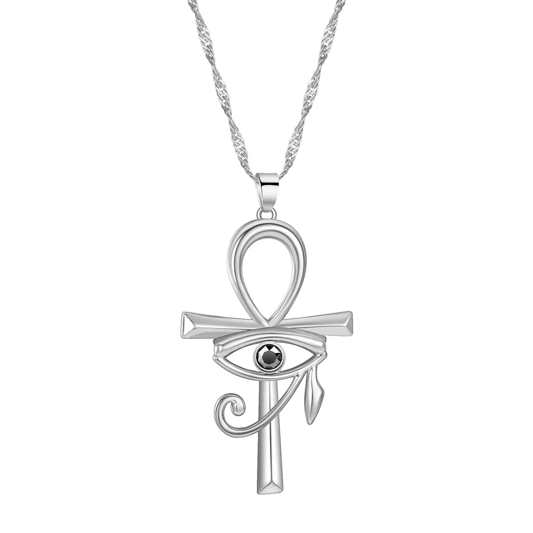 Kinitial New CZ Eye of Horus Egypt Protection Charm Pendant  Ankh Cross Religious Necklace for Women Choker Necklaces Jewelry