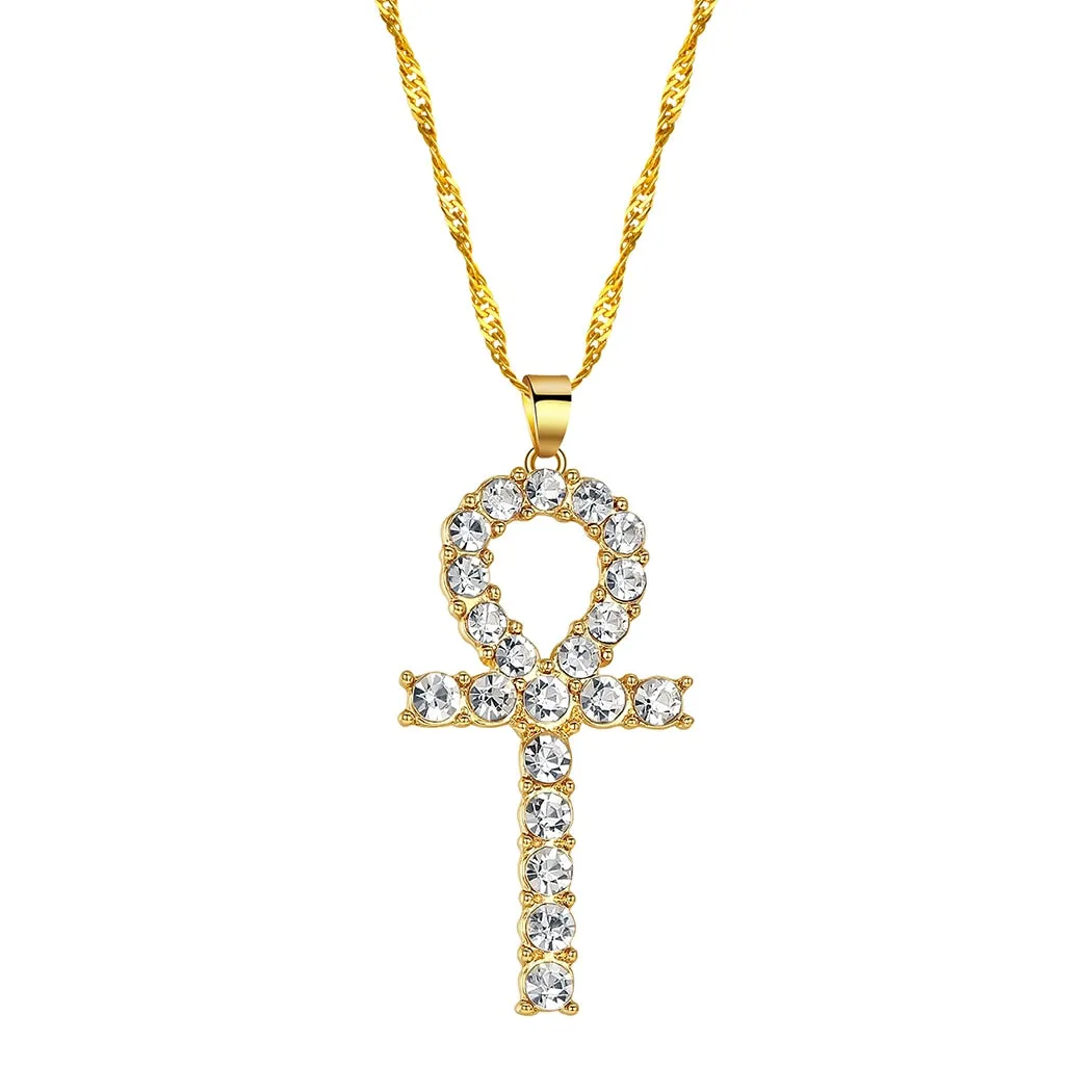 Kinitial New CZ Eye of Horus Egypt Protection Charm Pendant  Ankh Cross Religious Necklace for Women Choker Necklaces Jewelry