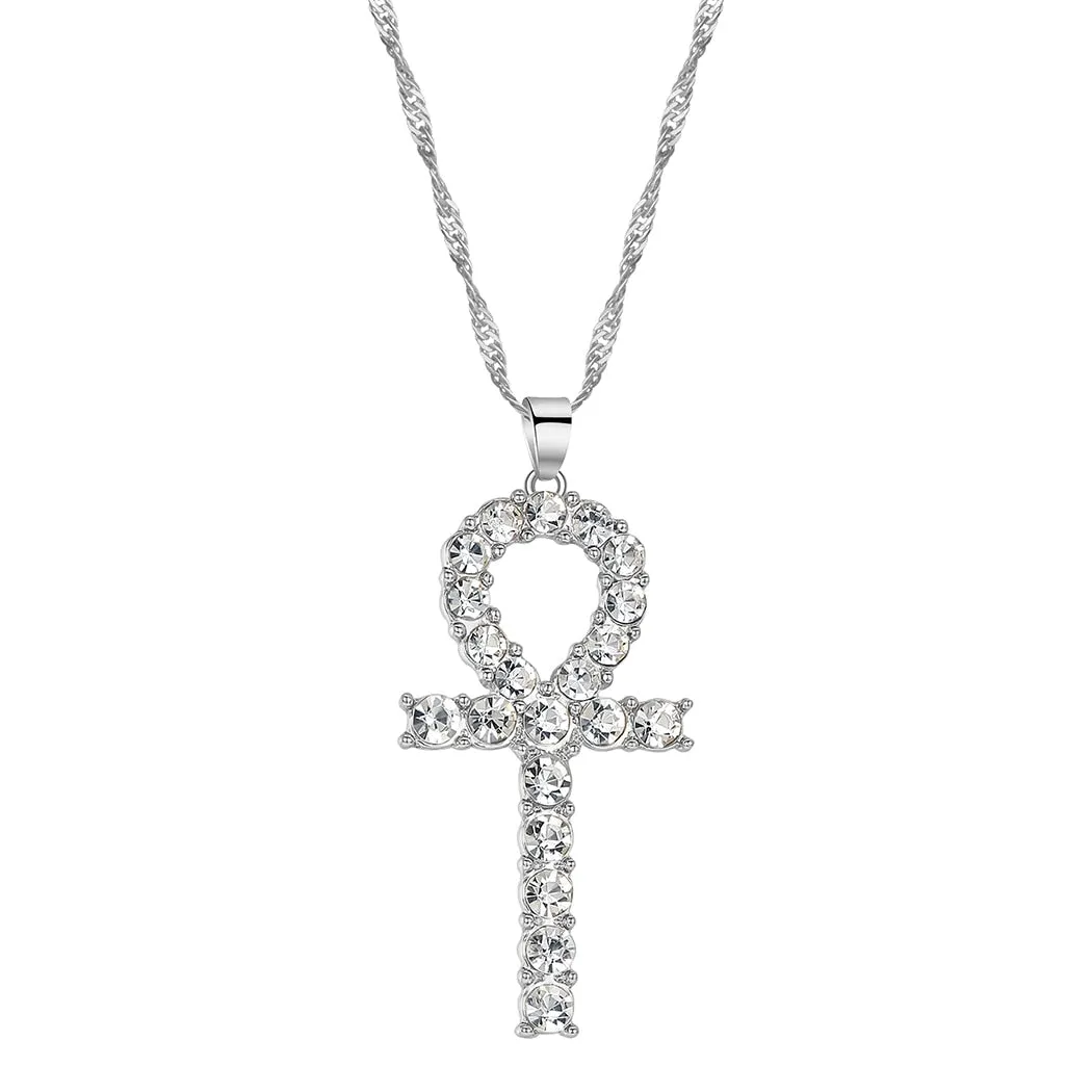 Kinitial New CZ Eye of Horus Egypt Protection Charm Pendant  Ankh Cross Religious Necklace for Women Choker Necklaces Jewelry