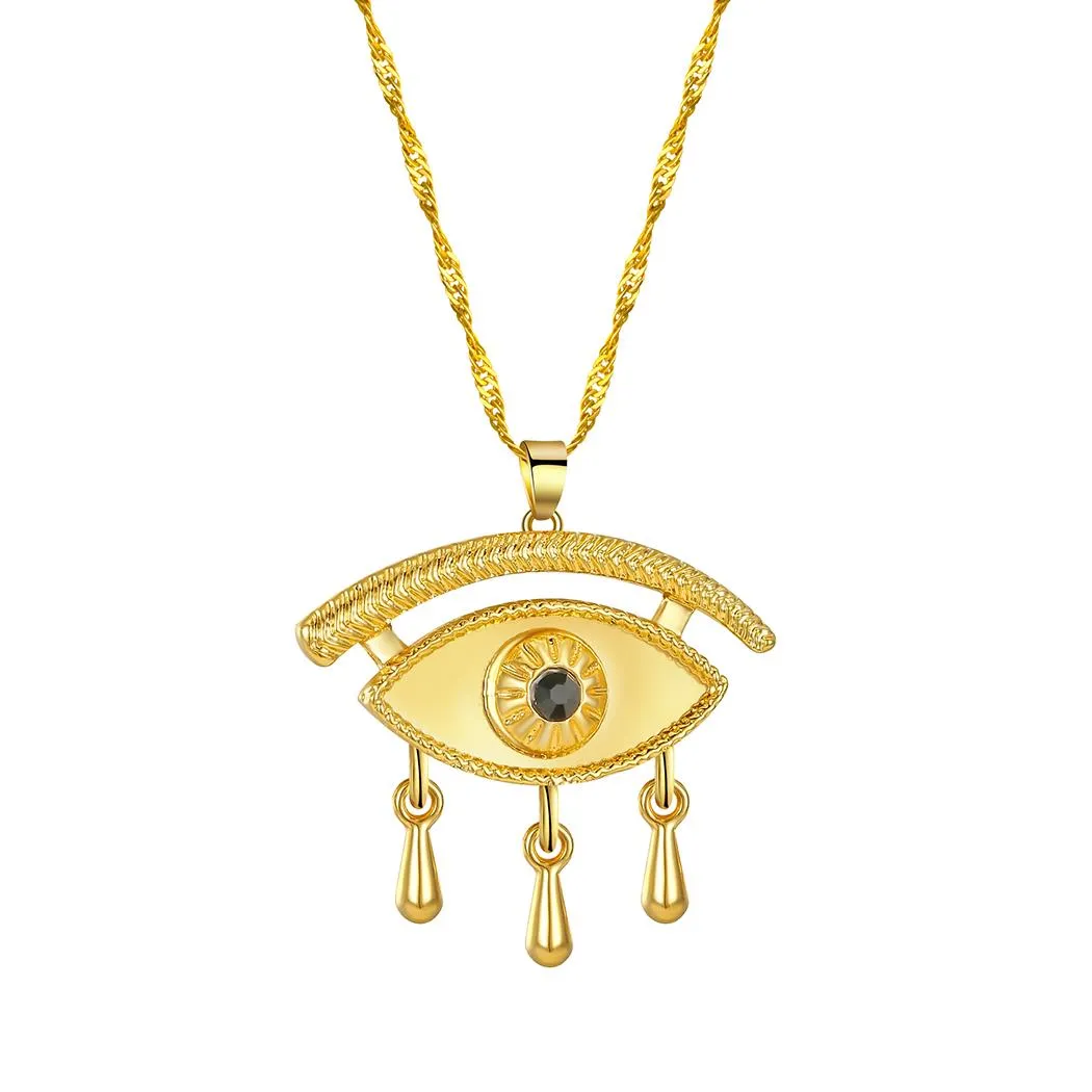 Kinitial New CZ Eye of Horus Egypt Protection Charm Pendant  Ankh Cross Religious Necklace for Women Choker Necklaces Jewelry