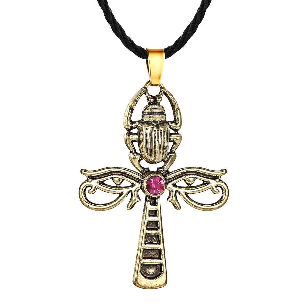 Kinitial New CZ Eye of Horus Egypt Protection Charm Pendant  Ankh Cross Religious Necklace for Women Choker Necklaces Jewelry