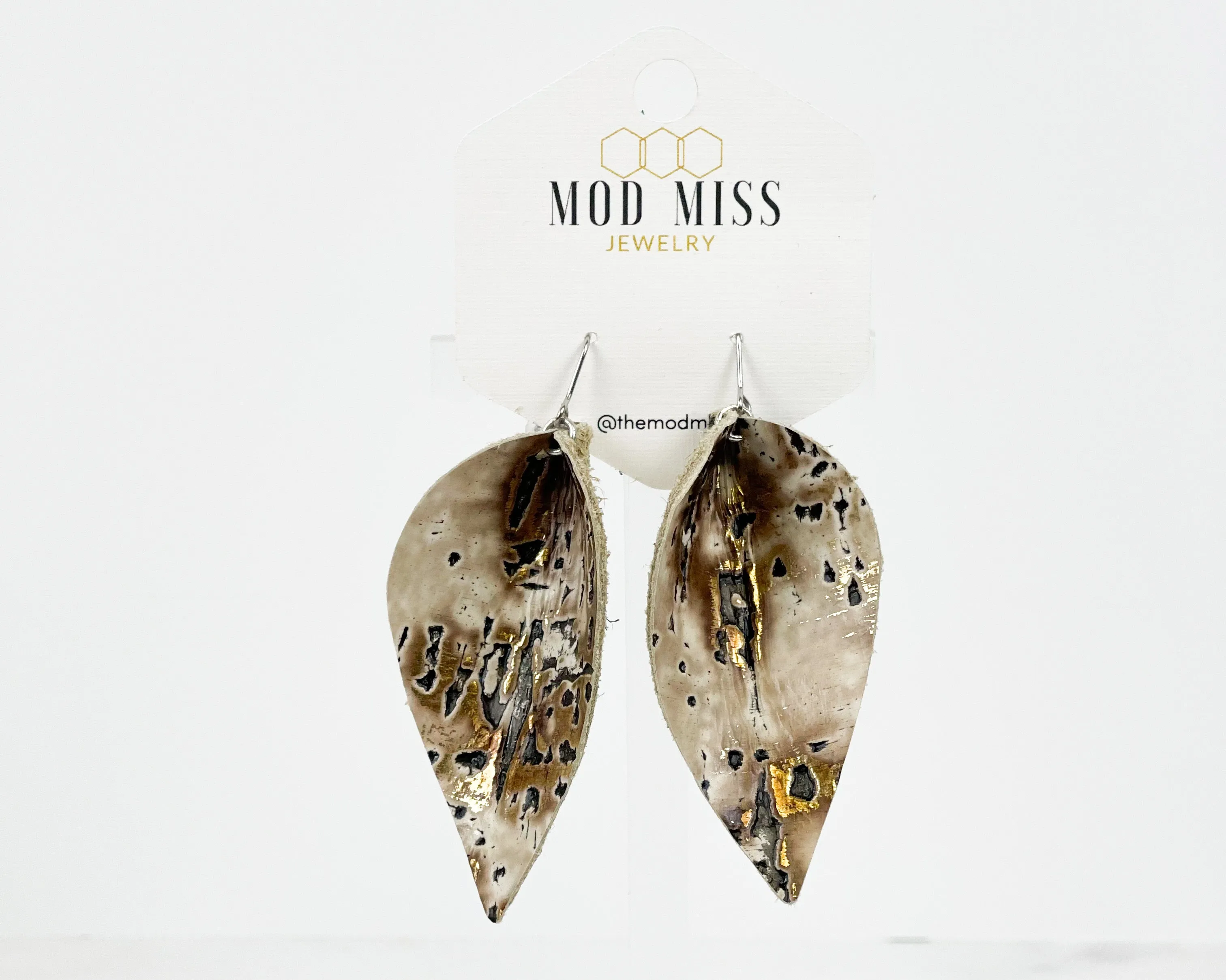 Leather Petal Earring "Wildwood Brown"