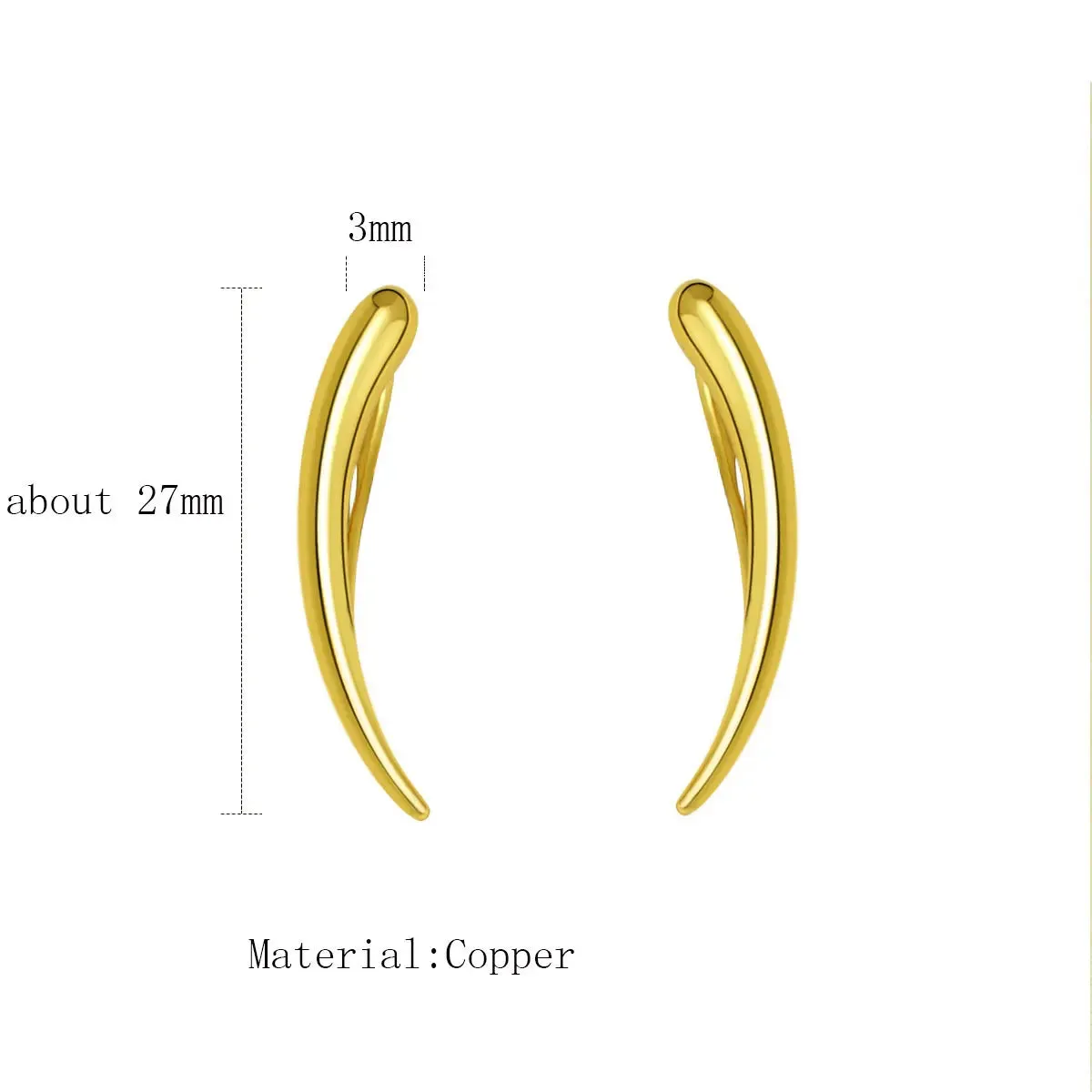 Long Dipper Ear Hook Clip on Earrings for Women Moon Curved Metal Ear Climbing Ear Cuff  Piercing Earrings Fashion Jewelry Gifts