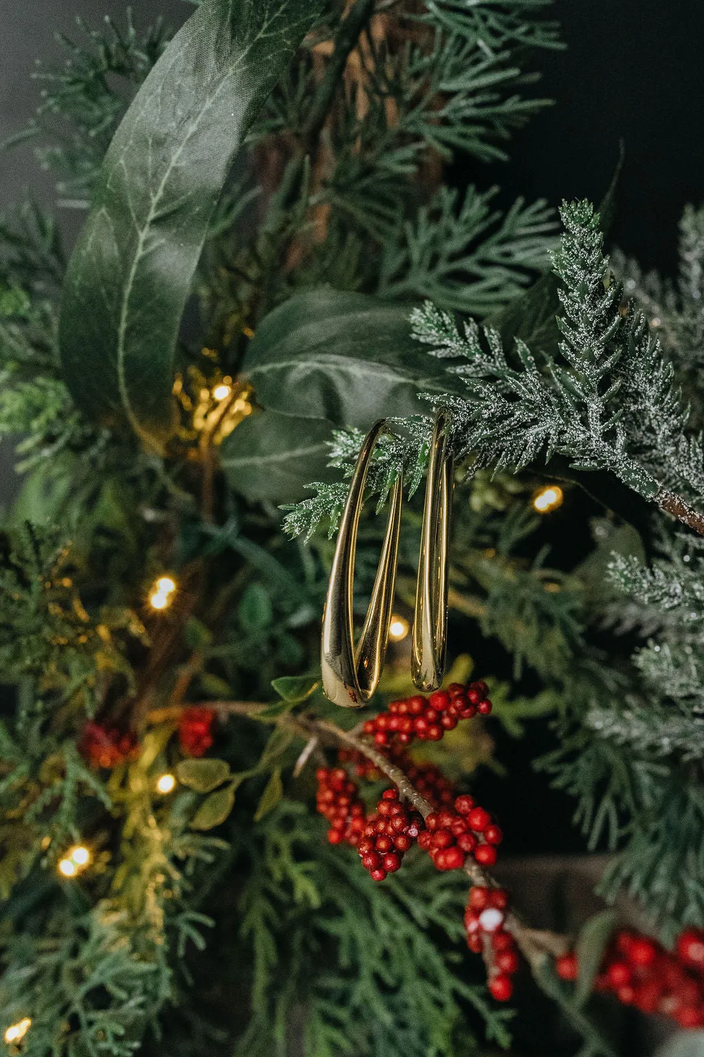 Long Gold Ribbon Hoops