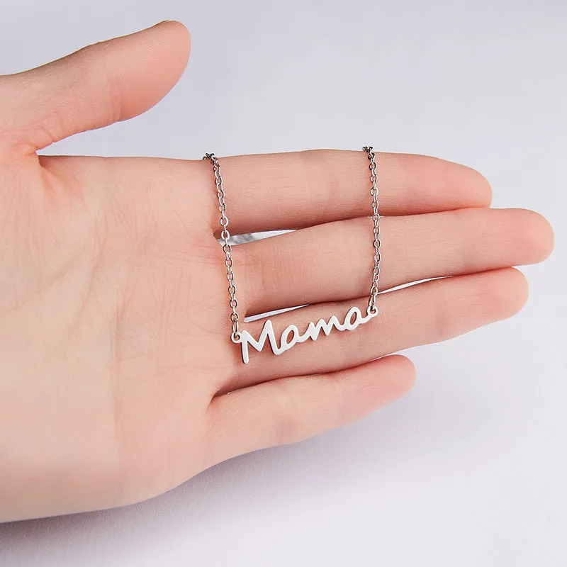 Mama Letter Pendant Necklace For Women 3 Colors Mom Nameplate Clavicle Chain Choker