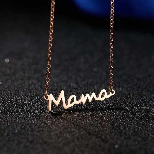 Mama Letter Pendant Necklace For Women 3 Colors Mom Nameplate Clavicle Chain Choker