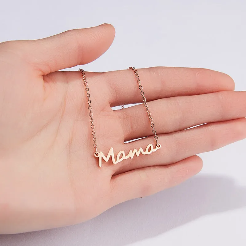 Mama Letter Pendant Necklace For Women 3 Colors Mom Nameplate Clavicle Chain Choker