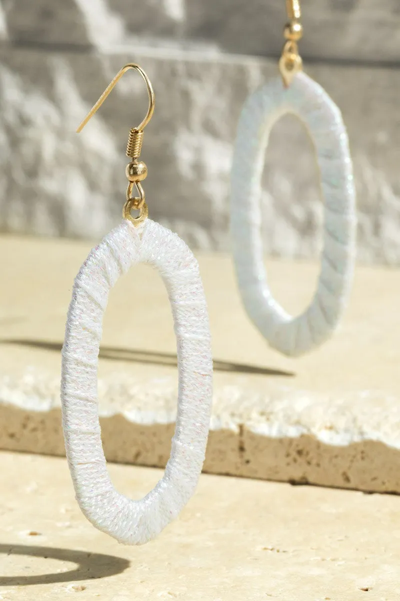 METALLIC THREAD OVAL EARRINGS