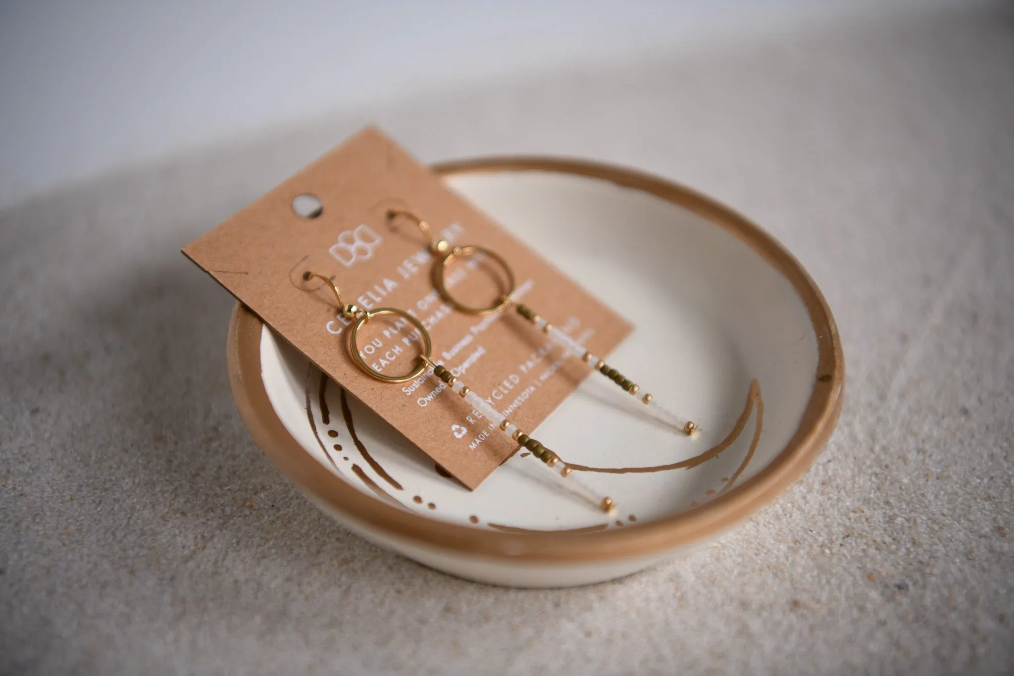 Midnight Moon Black & Gold Seed Bead Drop Earrings