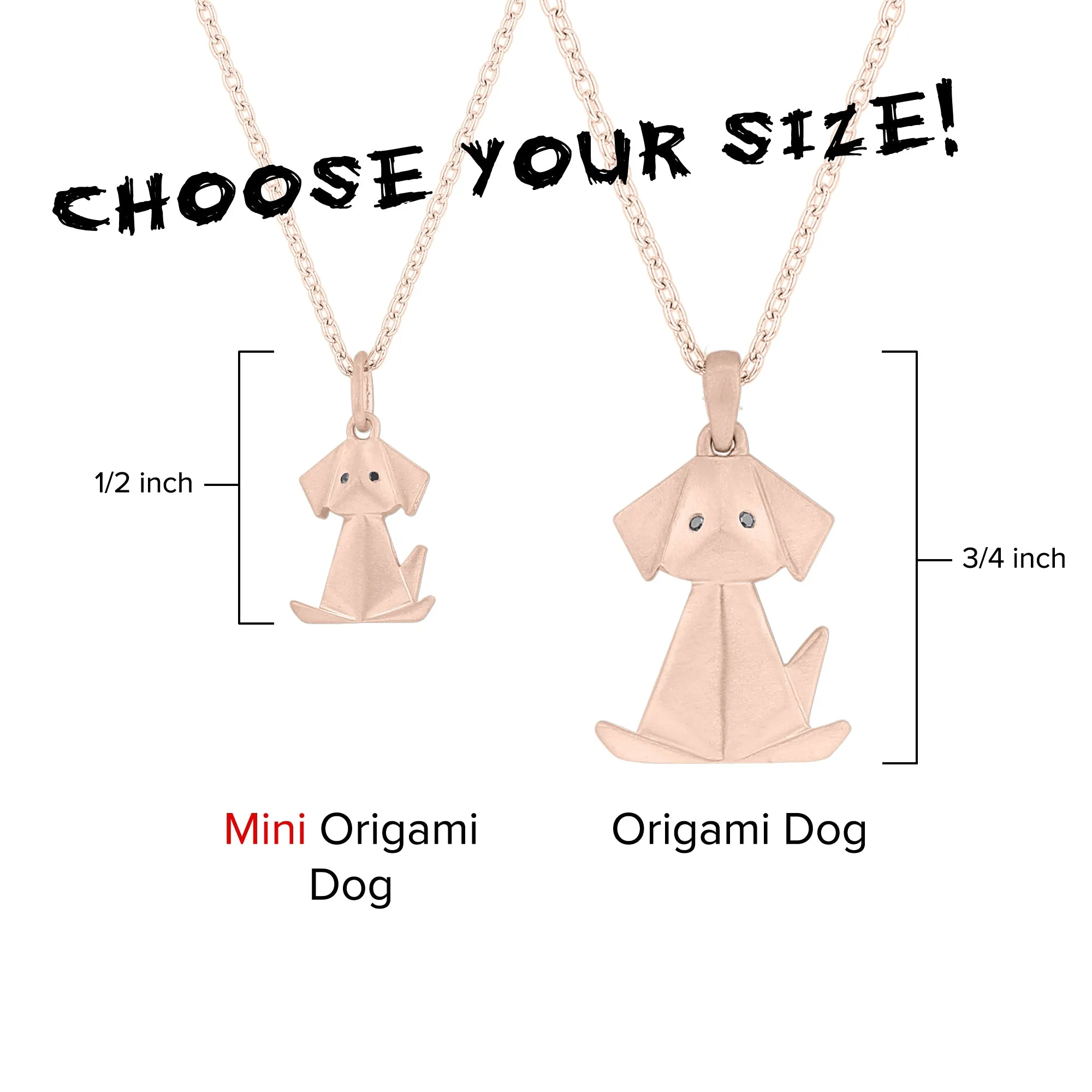 Mini Origami Dog Diamond Necklace