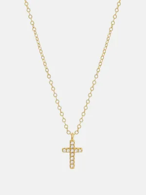 Mini Pavé Cross Necklace