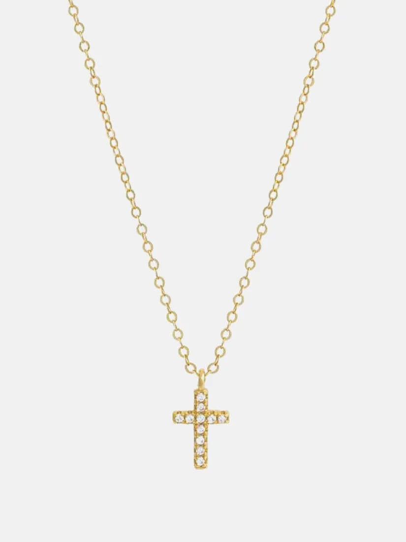 Mini Pavé Cross Necklace